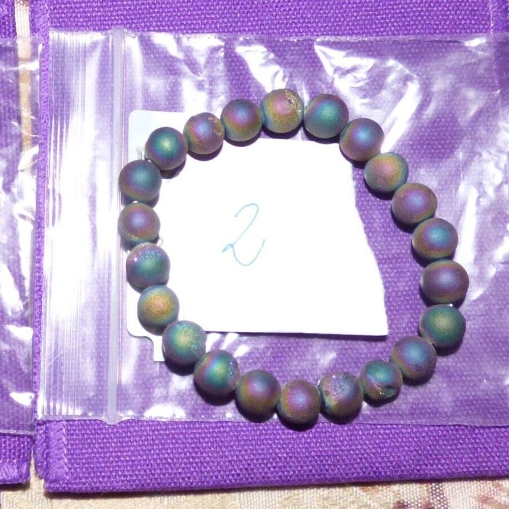 REIKI DRUSY QUARTZ 84.30CT MULTICOLOR STRETCHABLE BRACELET OS FITS MOST LE 210